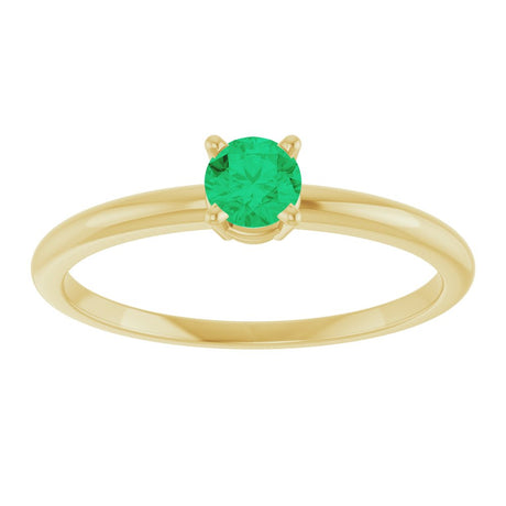 14K Yellow Gold Imitation Emerald Ring