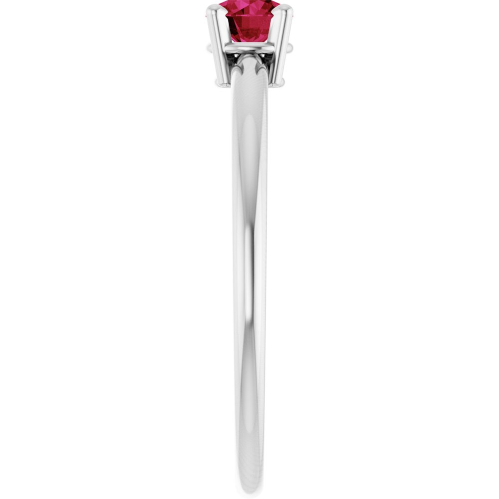 14K White Natural Ruby Ring