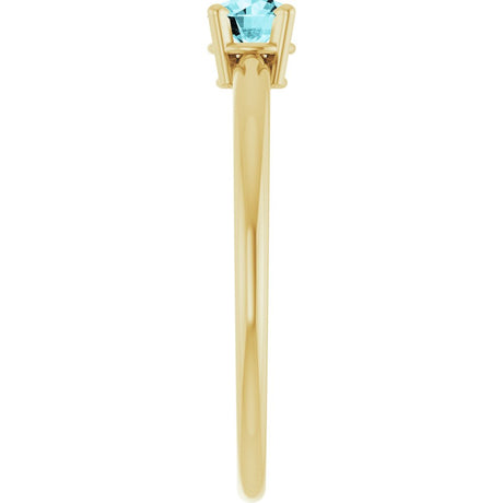 14K Yellow Natural Blue Zircon Ring