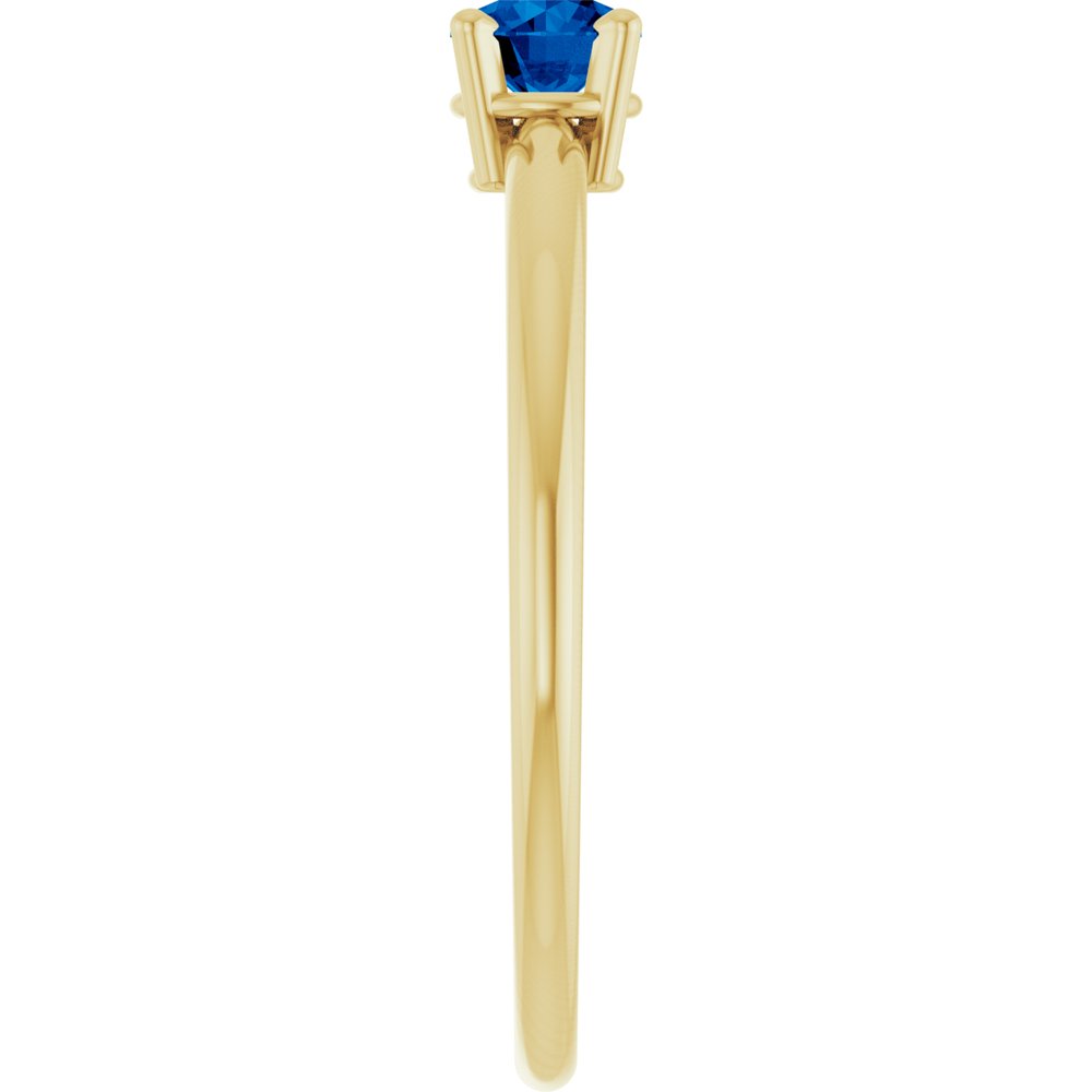 14K Yellow Gold Imitation Blue Sapphire Ring