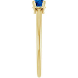 14K Yellow Gold Imitation Blue Sapphire Ring