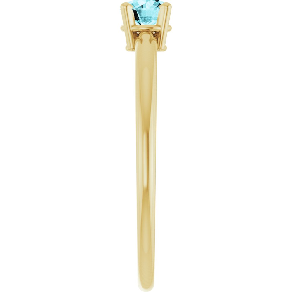 14K Yellow Natural Blue Zircon Ring