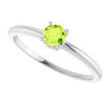 14K White Natural Peridot Ring