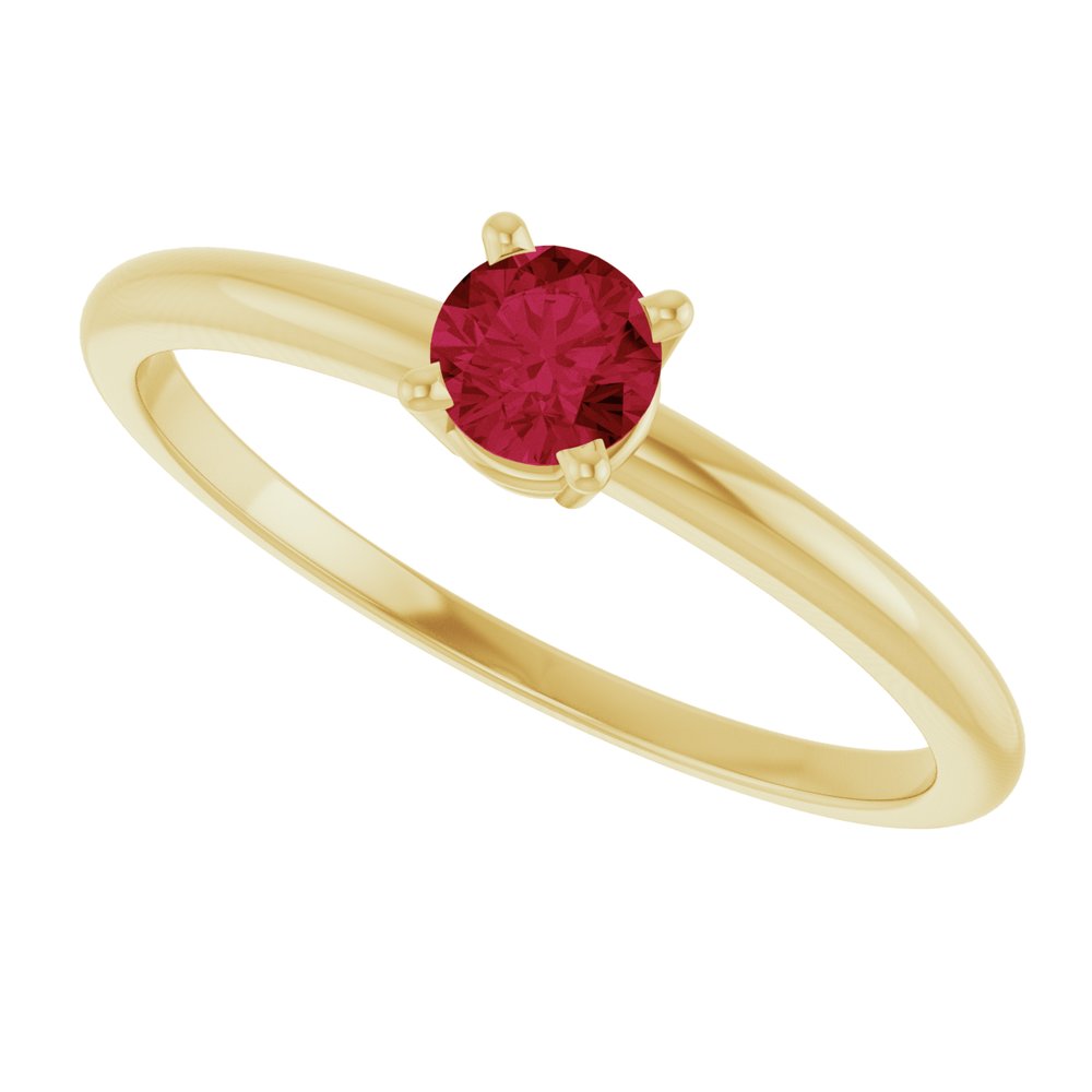 14K Yellow Gold Imitation Ruby Ring