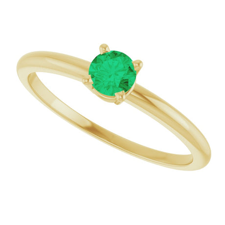 14K Yellow Gold Imitation Emerald Ring