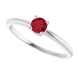 14K White Natural Ruby Ring