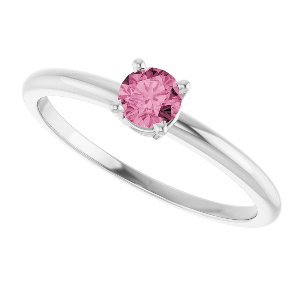 Sterling Silver Natural Pink Tourmaline Ring