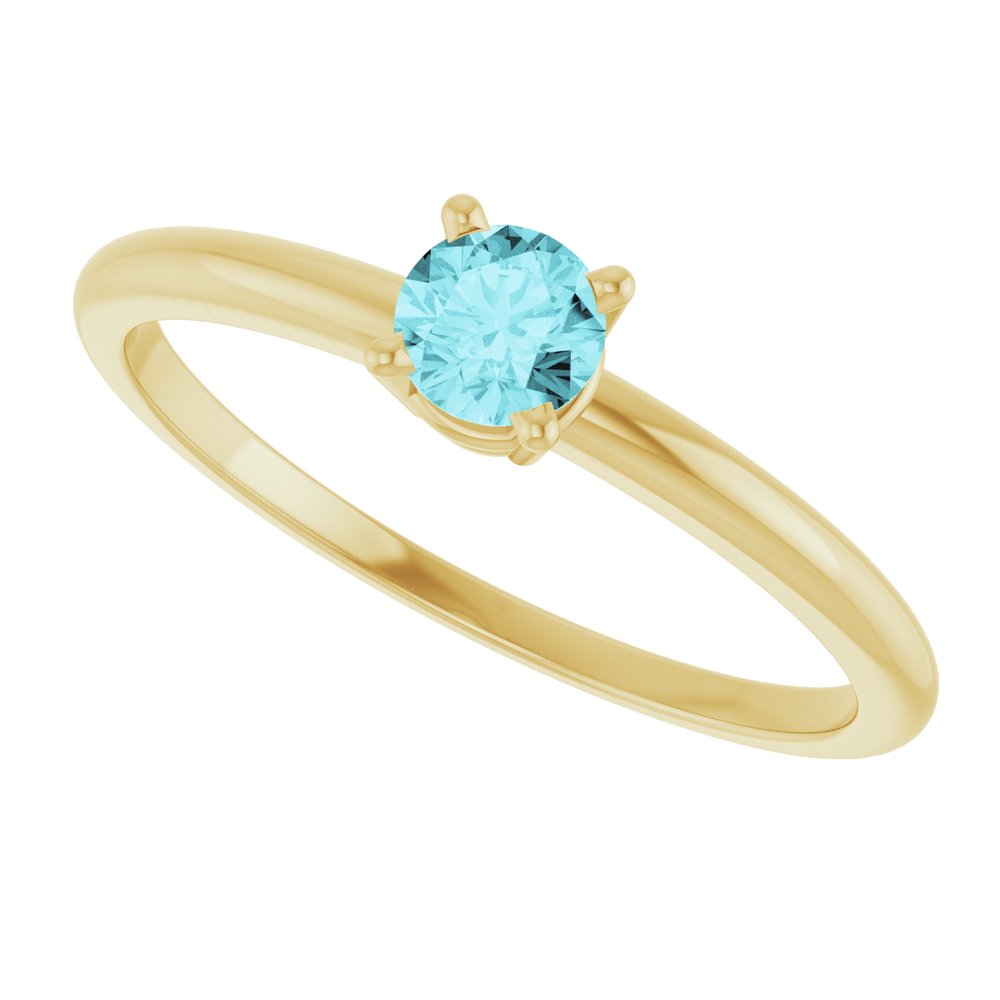 14K Yellow Natural Blue Zircon Ring