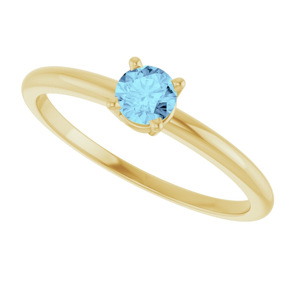 14K Yellow Gold Imitation Aquamarine Ring