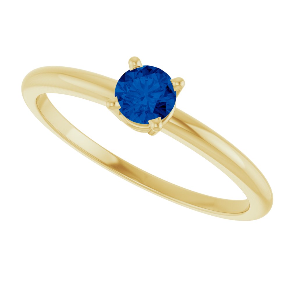 14K Yellow Gold Imitation Blue Sapphire Ring