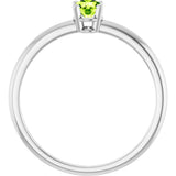 14K White Natural Peridot Ring