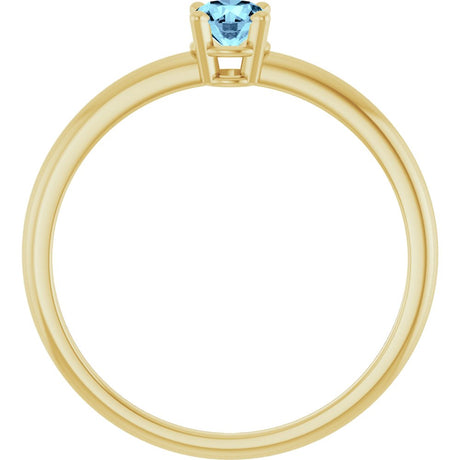 14K Yellow Gold Imitation Aquamarine Ring