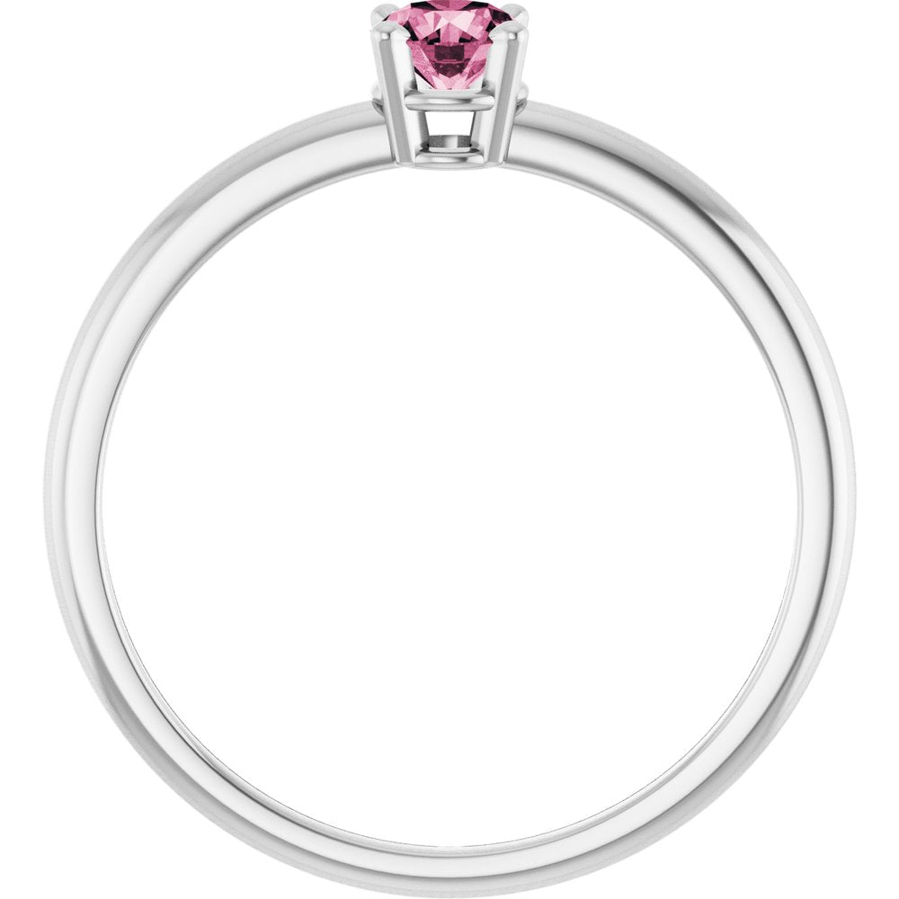 Sterling Silver Natural Pink Tourmaline Ring