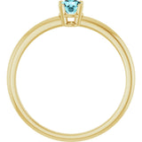 14K Yellow Natural Blue Zircon Ring