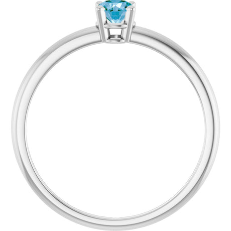 14K White Natural Swiss Blue Topaz Ring