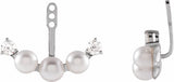 14K White Gold Cultured Akoya Pearl & 1/4 CTW Natural Diamond Earring Jackets