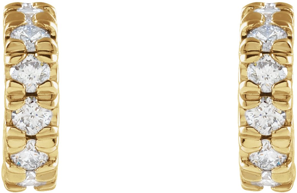 14K Yellow 1/4 CTW Lab-Grown Diamond French-Set Huggie Hoop Earrings