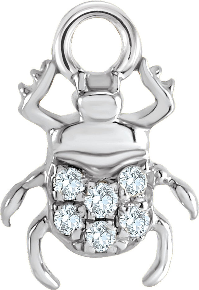 14K White Petite Pavé™ .03 CTW Natural Diamond Beetle Dangle