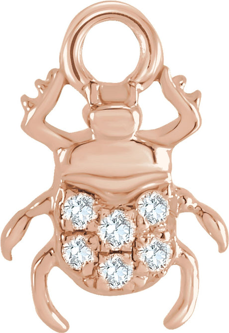 14K Rose Petite Pavé™ .03 CTW Natural Diamond Beetle Dangle