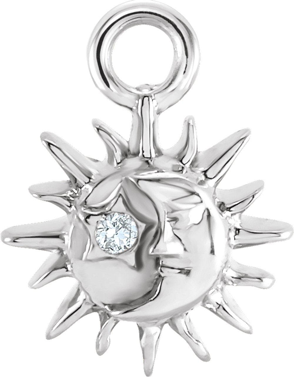 14K White Petite Pavé™ .0045 CT Natural Diamond Sun and Moon Dangle