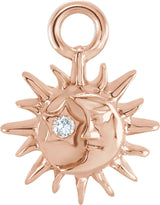 14K Rose Petite Pavé™ .0045 CT Natural Diamond Sun and Moon Dangle