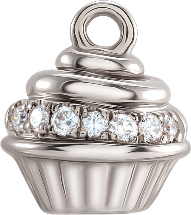 14K White Petite Pavé™ .04 CTW Natural Diamond Cupcake Dangle