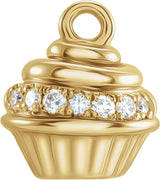 14K Yellow Petite Pavé™ .04 CTW Natural Diamond Cupcake Dangle