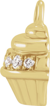 14K Yellow Petite Pavé™ .04 CTW Natural Diamond Cupcake Dangle