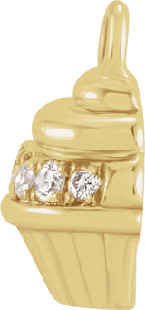 14K Yellow Petite Pavé™ .04 CTW Natural Diamond Cupcake Dangle