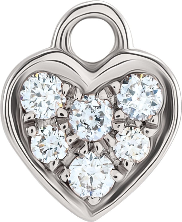 14K White Petite Pavé™ .06 CTW Natural Diamond Heart Dangle