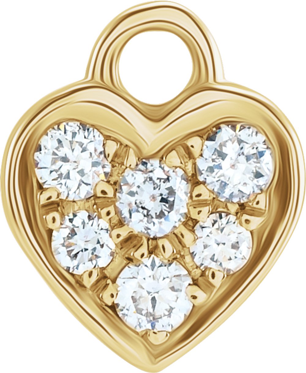 14K Yellow Petite Pavé™ .06 CTW Natural Diamond Heart Dangle