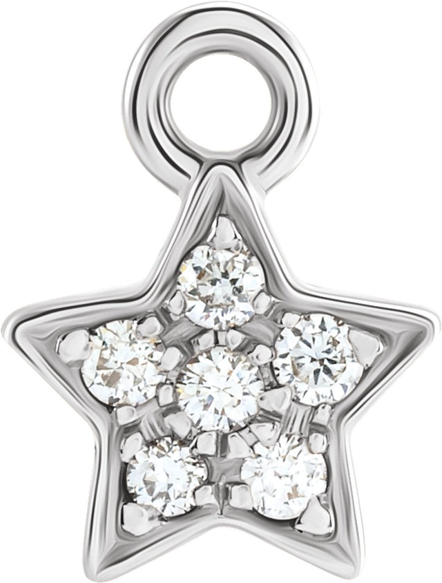 14K White Petite Pavé™ .03 CTW Natural Diamond Star Dangle