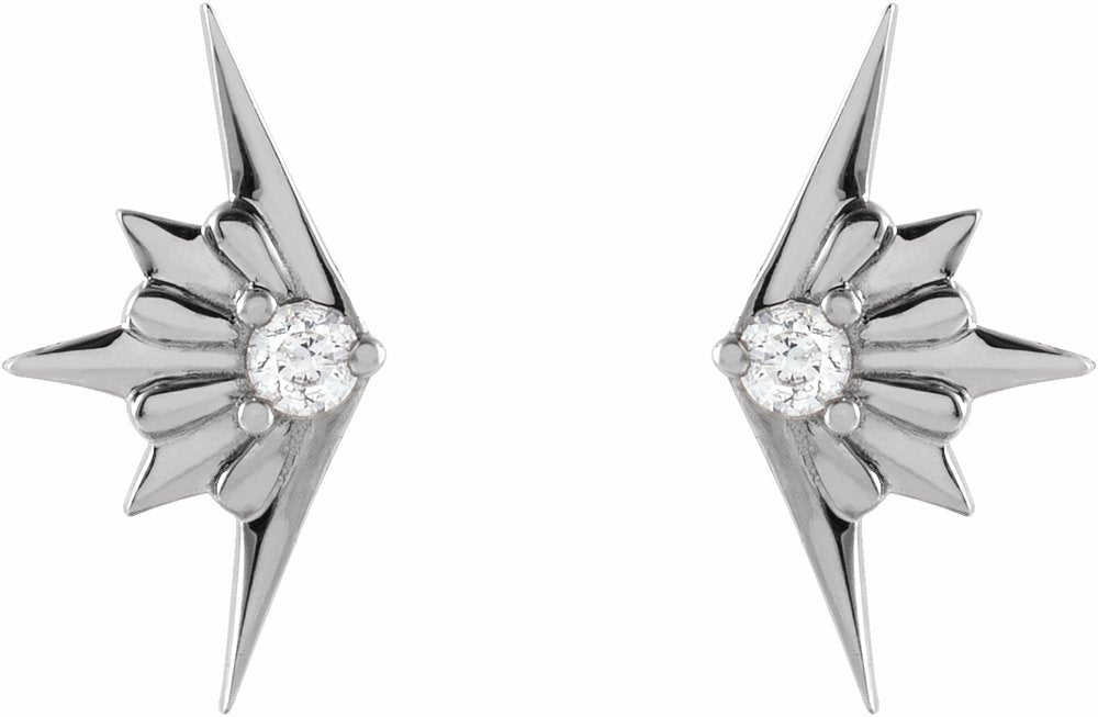 14K White .03 CTW Natural Diamond Starburst Earrings