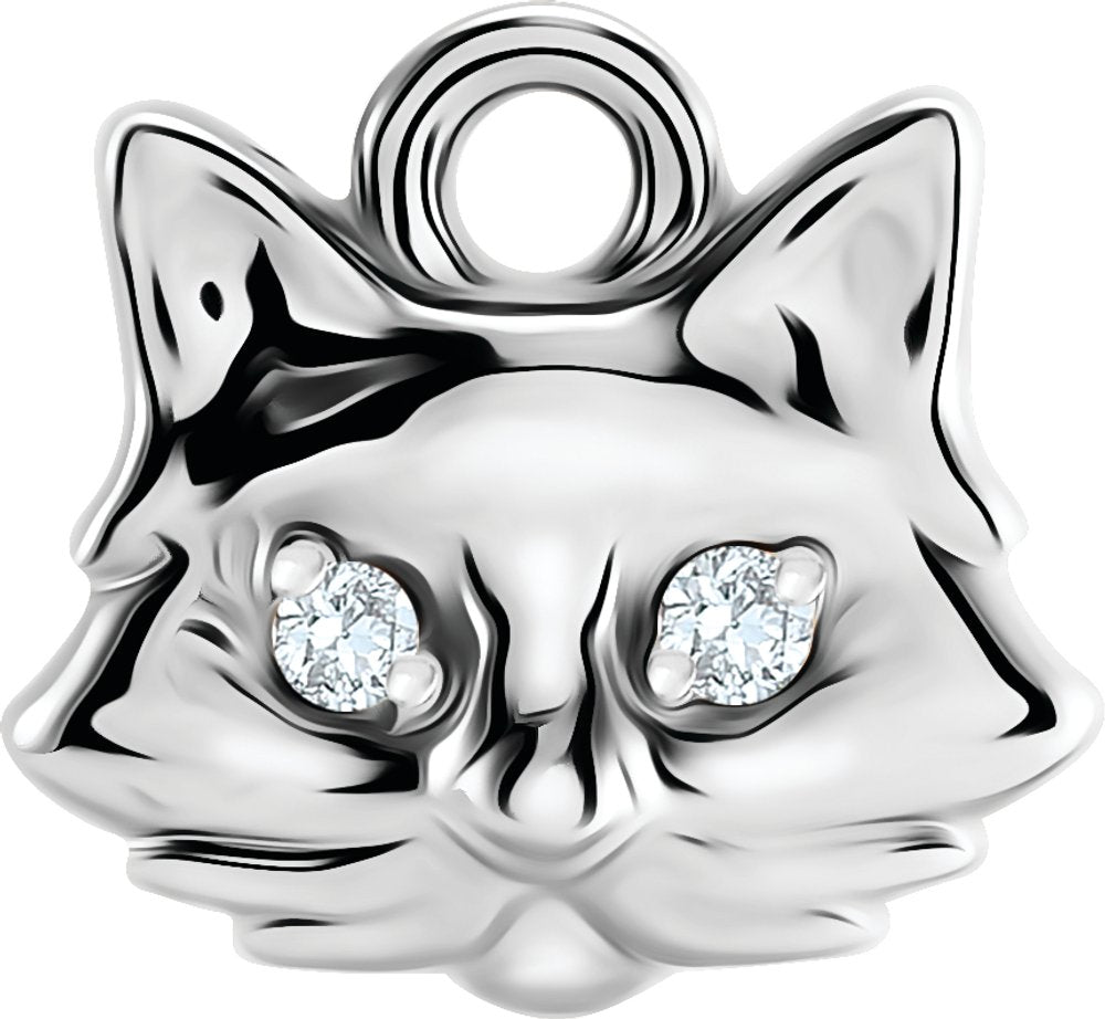 14K White Petite Pavé™ .01 CTW Natural Diamond Cat Dangle