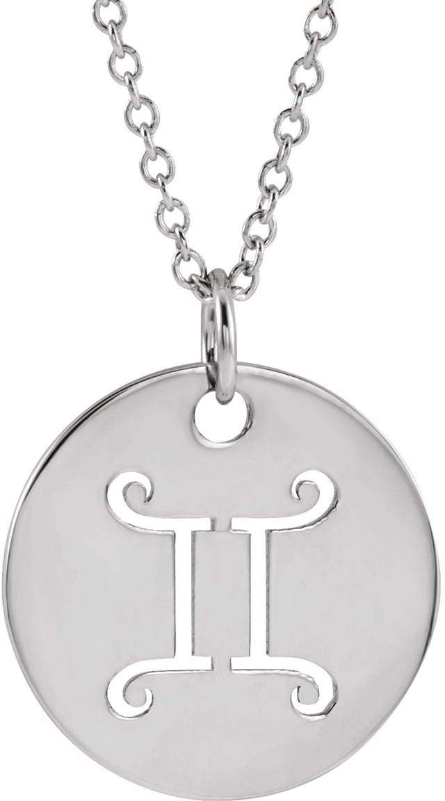 Sterling Silver Gemini Zodiac Disc 16-18" Necklace