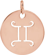 14K Rose 16.5 mm Gemini Zodiac Disc Pendant