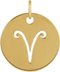 14K Yellow Gold 16.5 mm Aries Zodiac Disc Charm/Pendant