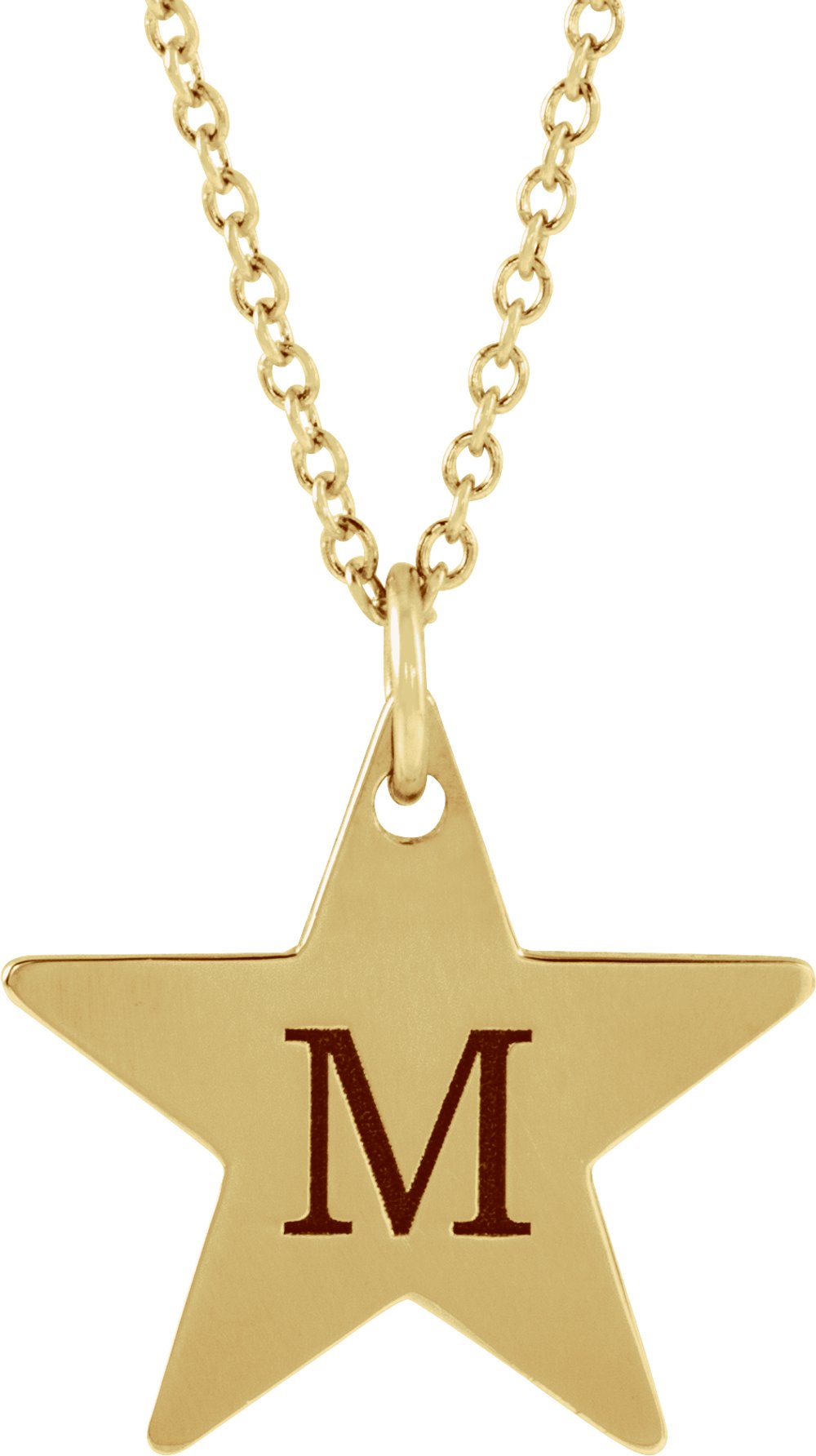 14K Yellow Engravable Star 16-18" Necklace