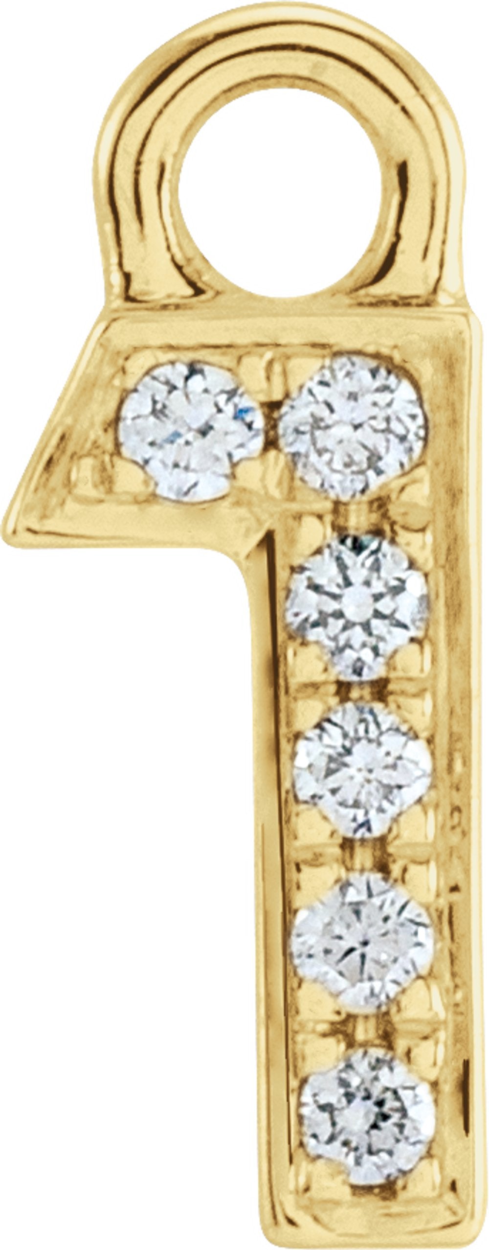 14K Yellow Petite Pavé™.02 CTW Natural Diamond Numeral 1 Dangle