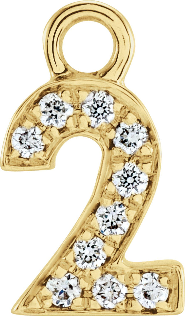 14K Yellow Petite Pavé™.03 CTW Natural Diamond Numeral 2 Dangle