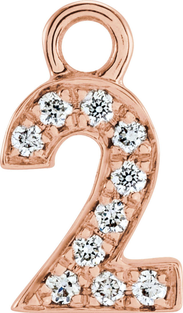 14K Rose Petite Pavé™.03 CTW Natural Diamond Numeral 2 Dangle