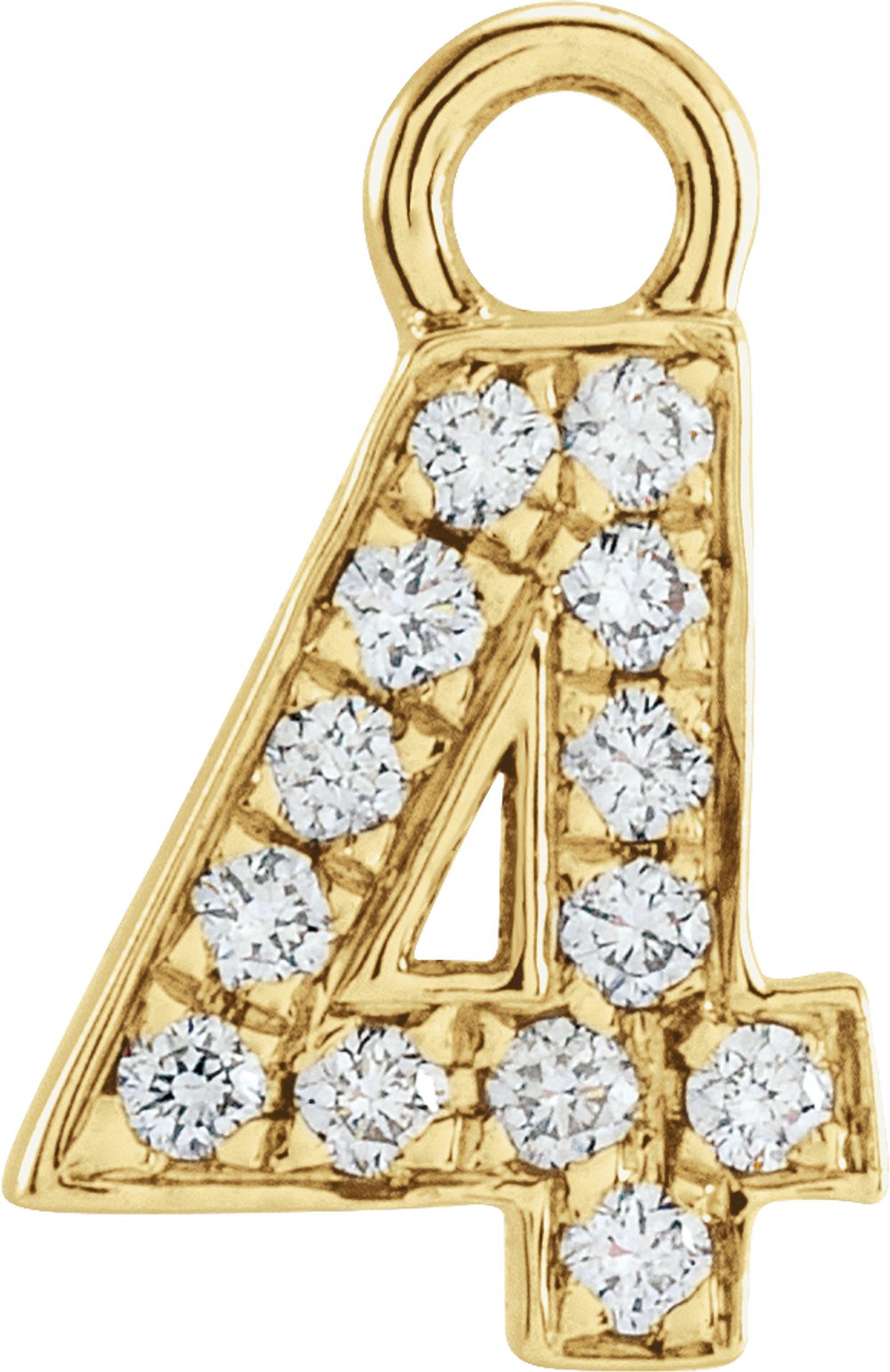 14K Yellow Petite Pavé™.03 CTW Natural Diamond Numeral 4 Dangle