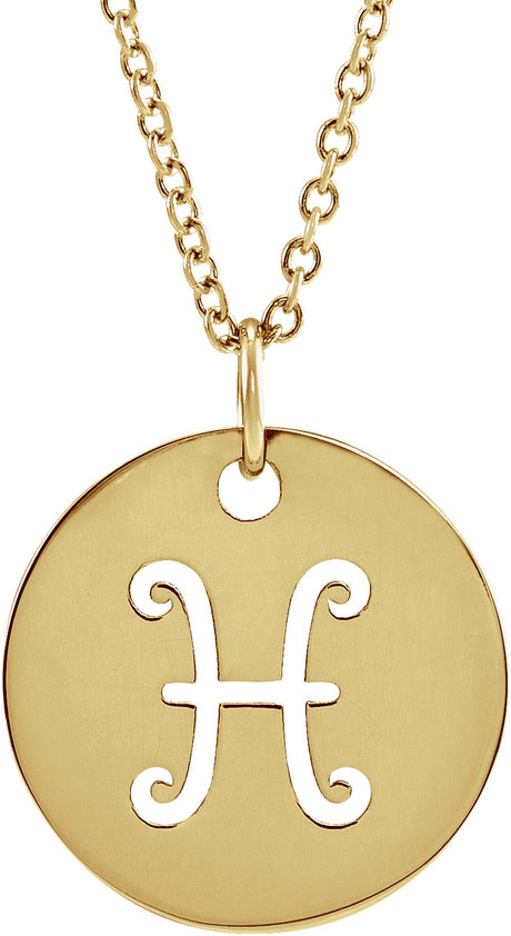 14K Yellow Pisces Zodiac Disc 16-18" Necklace