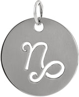 Sterling Silver 16.5 mm Capricorn Zodiac Disc Pendant