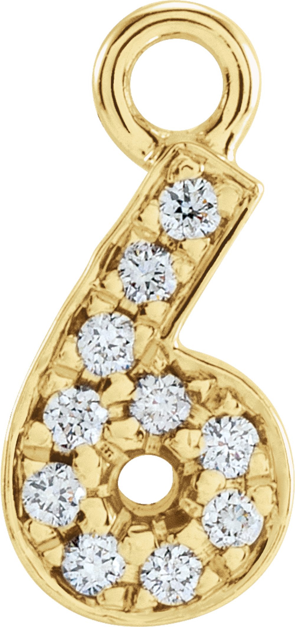 14K Yellow Petite Pavé™.04 CTW Natural Diamond Numeral 6 Dangle