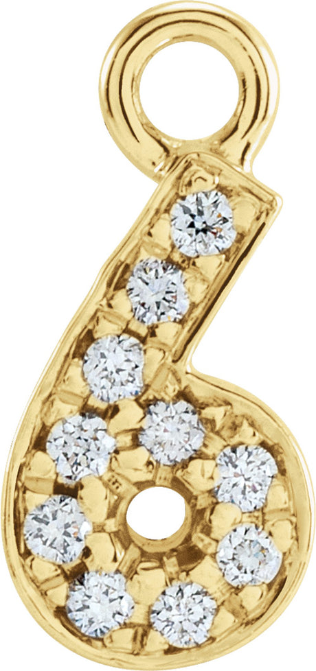 14K Yellow Petite Pavé™.04 CTW Natural Diamond Numeral 6 Dangle