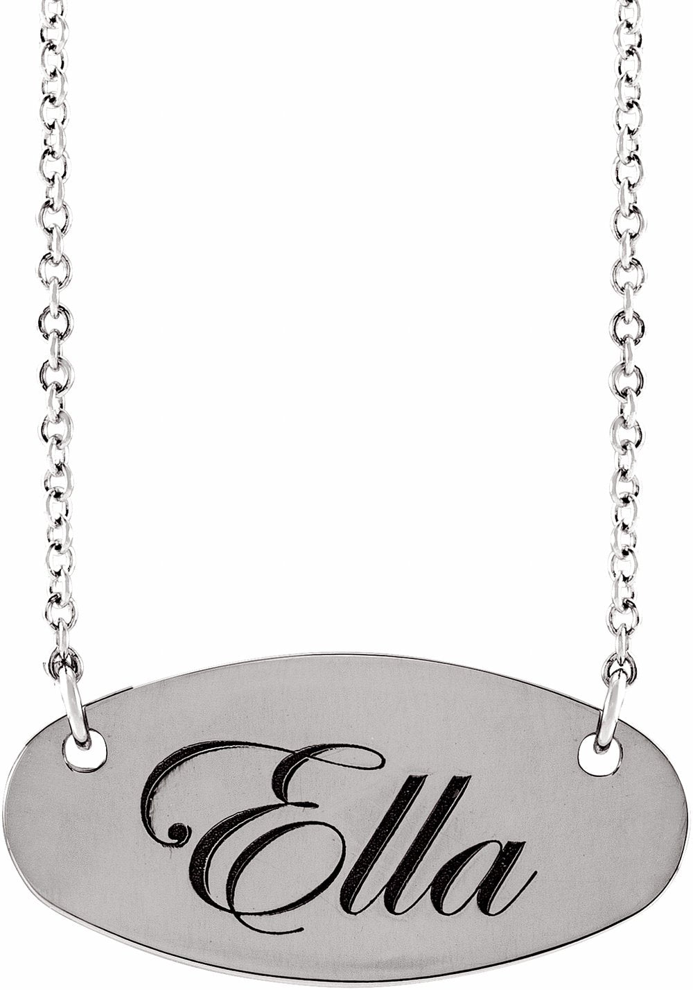 Sterling Silver Engravable Oval 18" Necklace