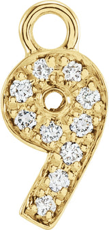 14K Yellow Petite Pavé™.04 CTW Natural Diamond Numeral 9 Dangle