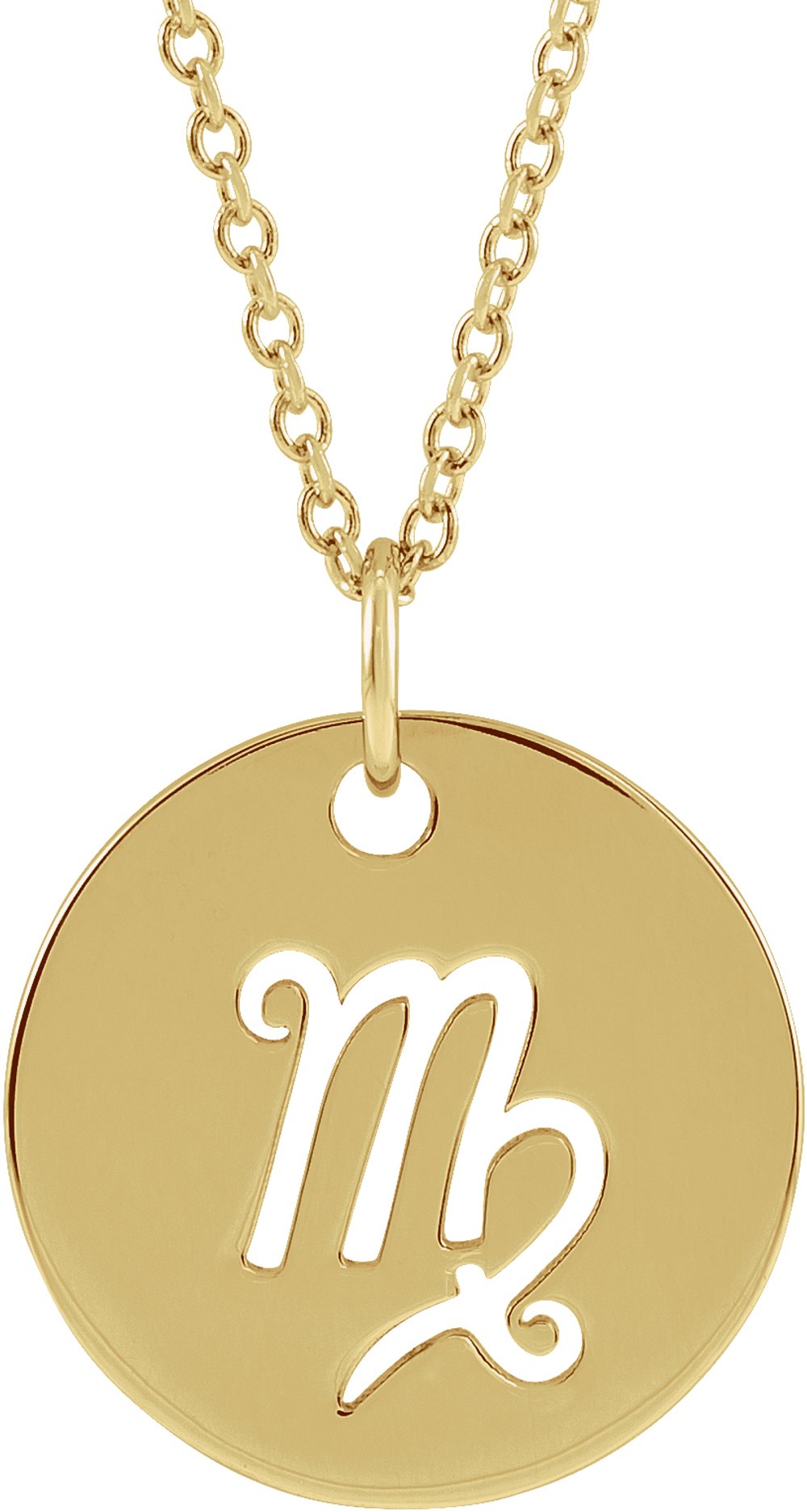 14K Yellow Virgo Zodiac Disc 16-18" Necklace