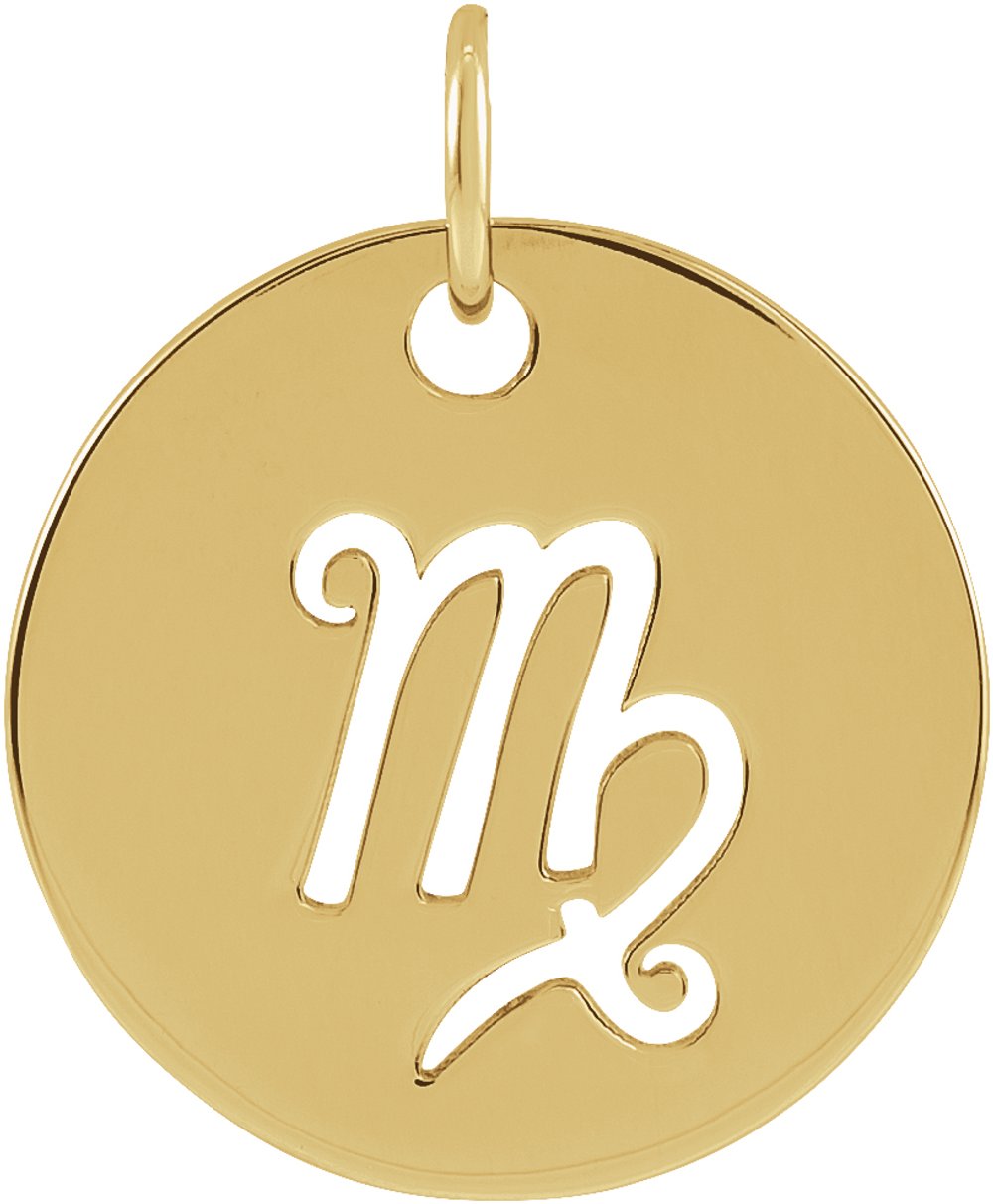 14K Yellow 16.5 mm Virgo Zodiac Disc Pendant